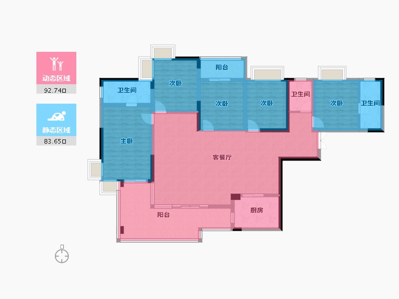 云南省-红河哈尼族彝族自治州-七彩滇南·第壹城-158.47-户型库-动静分区