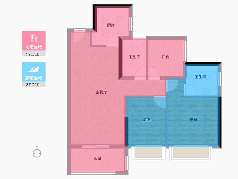 广东省-广州市-华发峰尚花园-69.60-户型库-动静分区