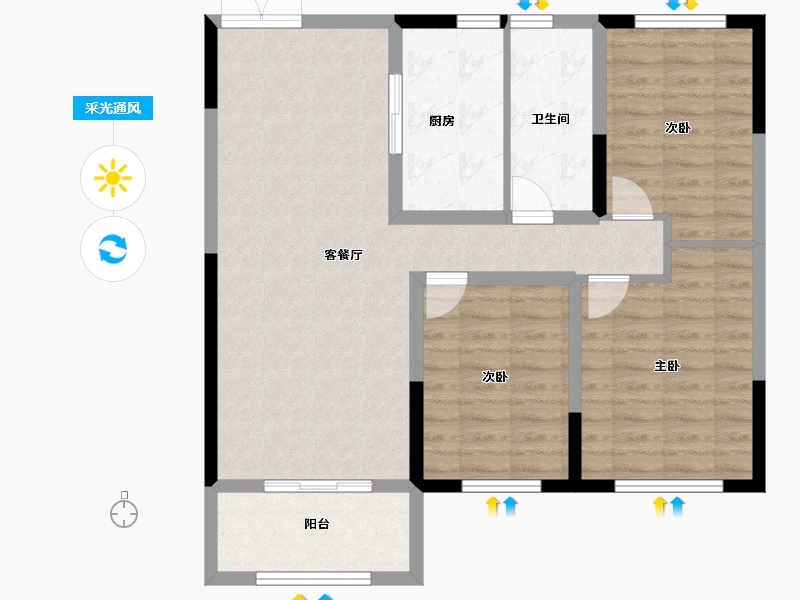 黑龙江省-哈尔滨市-保利天悦—期-89.19-户型库-采光通风