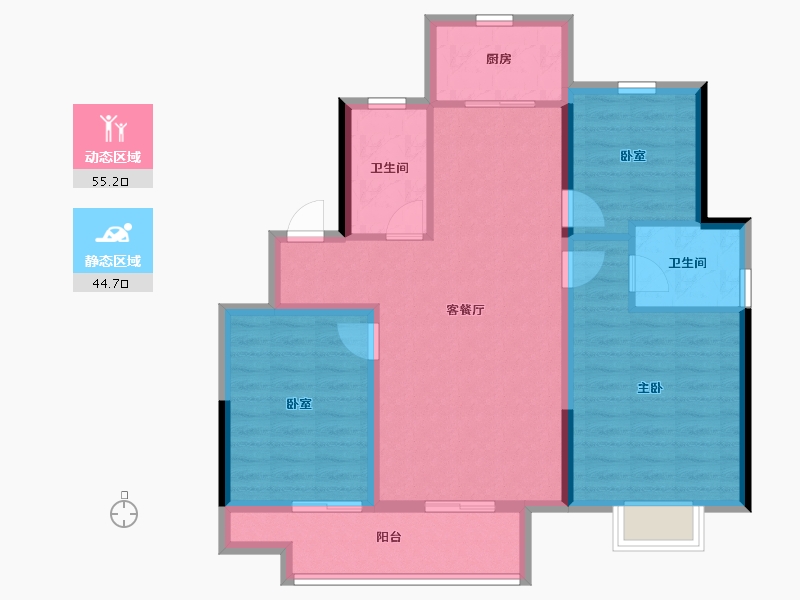 山东省-泰安市-泰山玉兰花园-89.60-户型库-动静分区