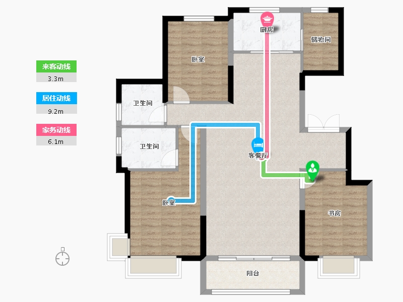 内蒙古自治区-鄂尔多斯市-泰发祥玖悦府-110.93-户型库-动静线