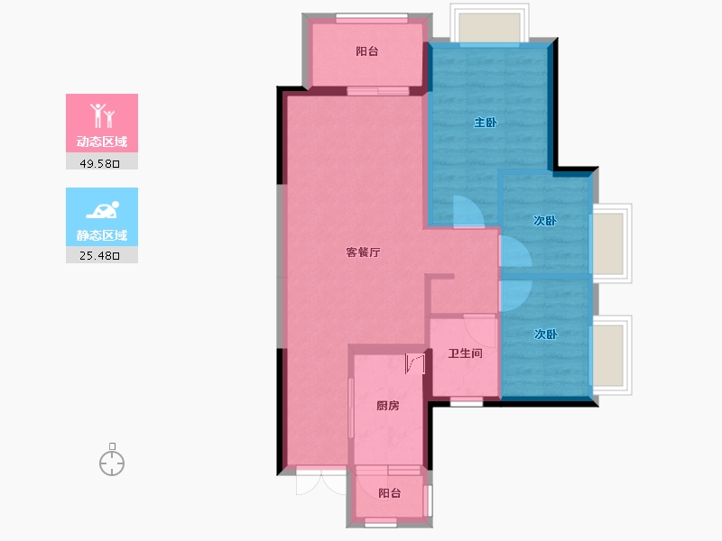 四川省-成都市-美的新城公园天下-89.50-户型库-动静分区