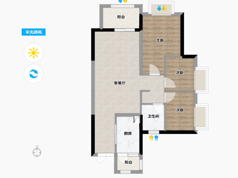 四川省-成都市-美的新城公园天下-89.50-户型库-采光通风