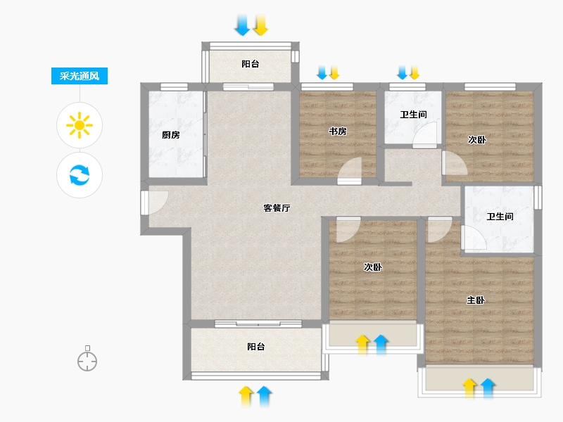 河南省-郑州市-融信江湾城-99.20-户型库-采光通风