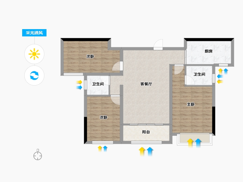 山东省-菏泽市-金河1号-89.90-户型库-采光通风