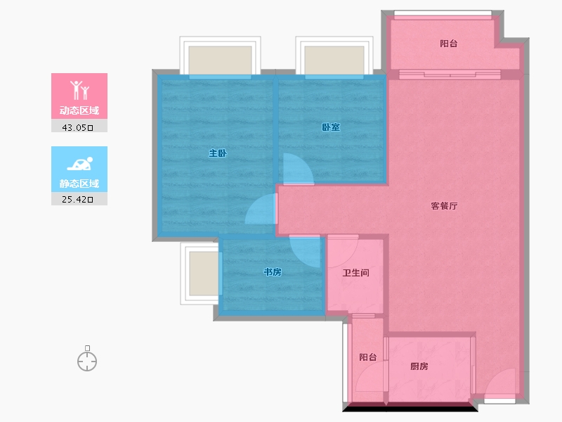 广东省-东莞市-山水江南玖峯-61.77-户型库-动静分区