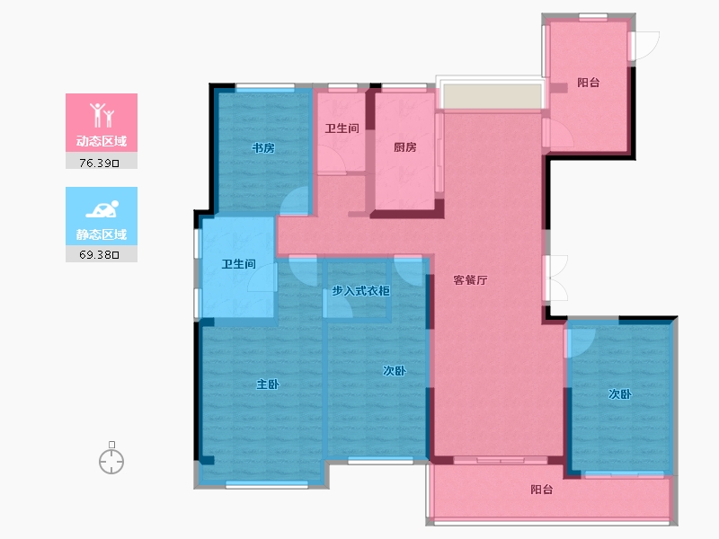 安徽省-阜阳市-绿城明月双清-130.61-户型库-动静分区