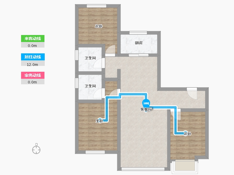 河北省-唐山市-华彩唐人街二期-76.93-户型库-动静线