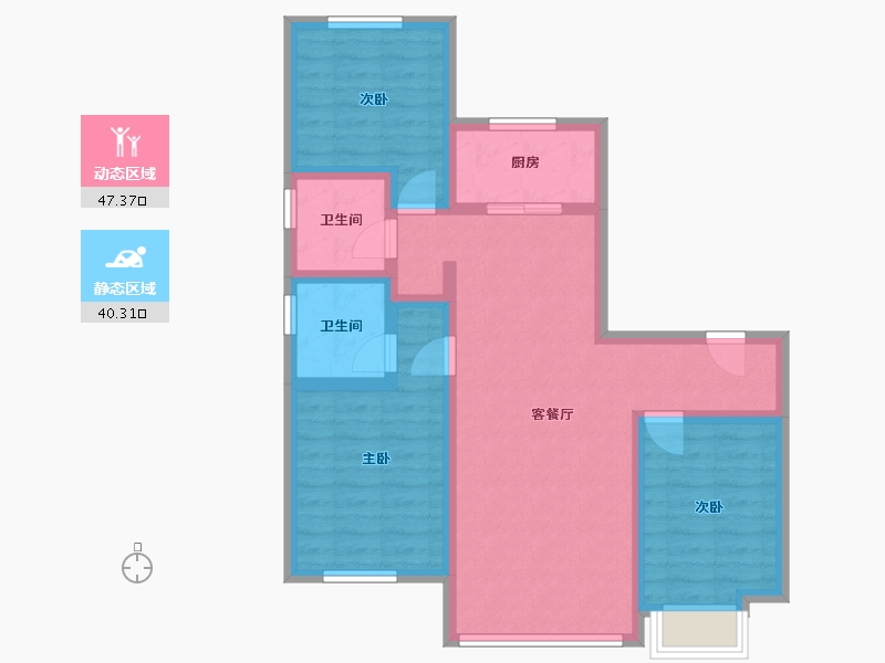 河北省-唐山市-华彩唐人街二期-76.93-户型库-动静分区