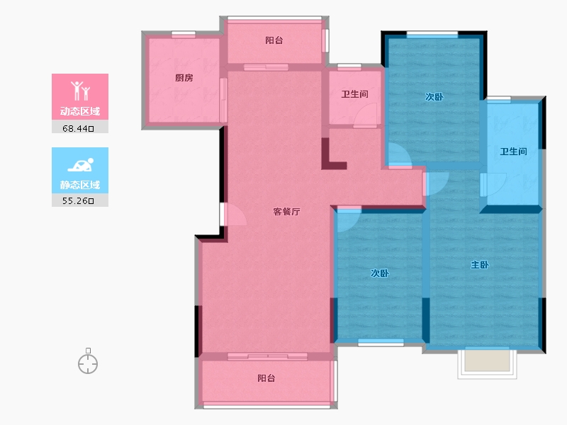 辽宁省-阜新市-润宏安滨海名都-110.01-户型库-动静分区