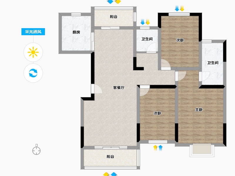 辽宁省-阜新市-润宏安滨海名都-110.01-户型库-采光通风