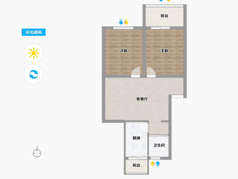 辽宁省-阜新市-富邦·万得园-68.74-户型库-采光通风