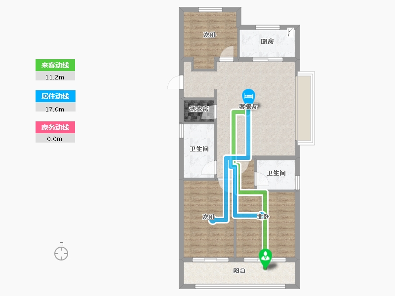 浙江省-宁波市-观云锦庭-95.00-户型库-动静线