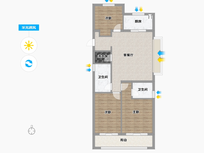 浙江省-宁波市-观云锦庭-95.00-户型库-采光通风