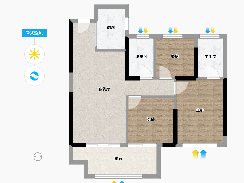 福建省-南平市-天玺华府-73.00-户型库-采光通风