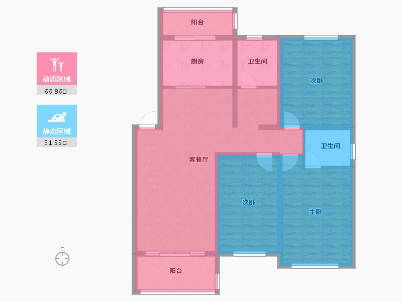 辽宁省-阜新市-富邦·万得园-105.60-户型库-动静分区