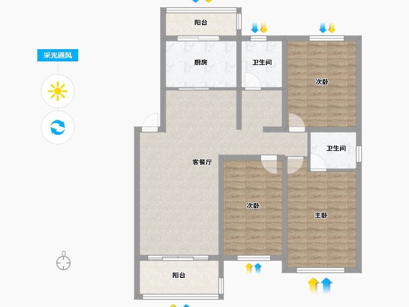 辽宁省-阜新市-富邦·万得园-105.60-户型库-采光通风