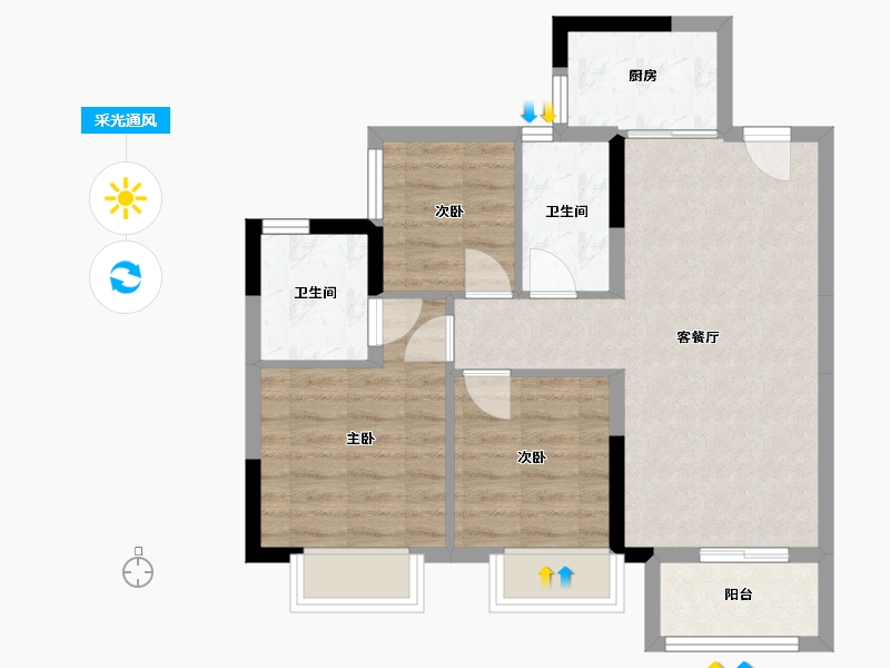 广西壮族自治区-柳州市-联发山水间-70.00-户型库-采光通风