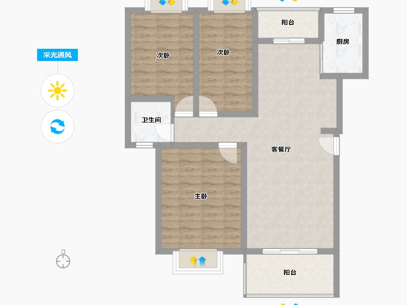 江西省-南昌市-湖心苑小区-86.63-户型库-采光通风