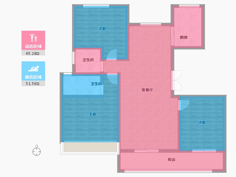 甘肃省-天水市-麓宸·河与时光-104.32-户型库-动静分区