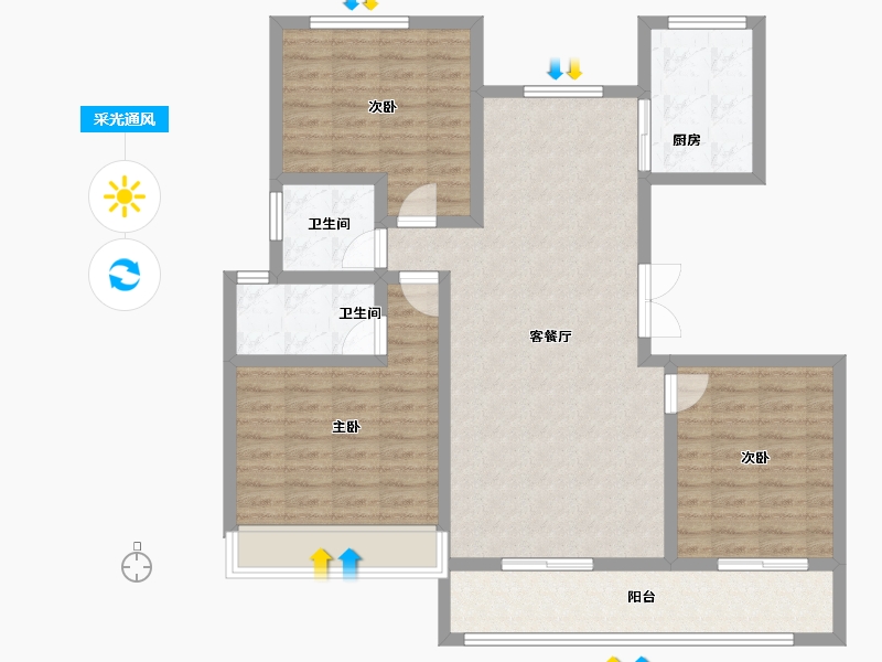 甘肃省-天水市-麓宸·河与时光-104.32-户型库-采光通风