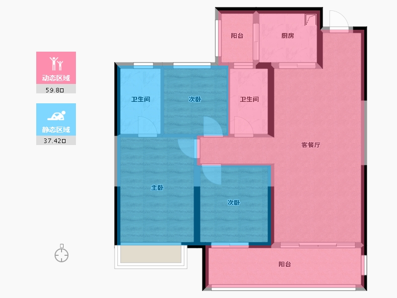 陕西省-咸阳市-蓝光弘扬钰珑府-87.00-户型库-动静分区