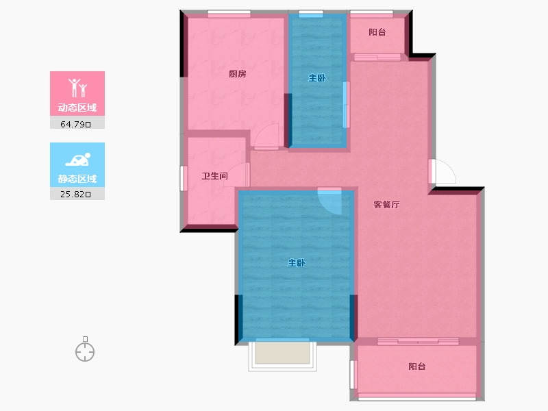 辽宁省-阜新市-润宏安滨海名都-80.50-户型库-动静分区