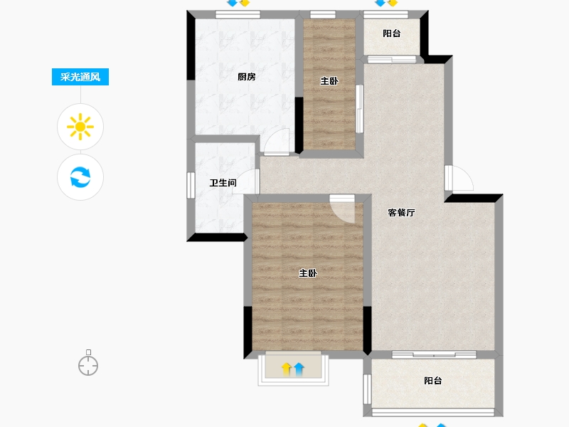 辽宁省-阜新市-润宏安滨海名都-80.50-户型库-采光通风