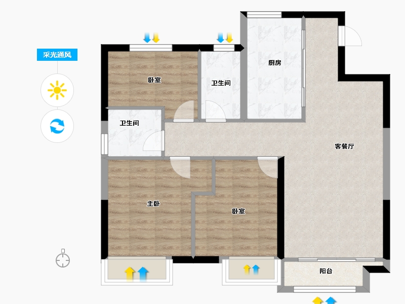 河北省-张家口市-京科·北平苑-80.00-户型库-采光通风