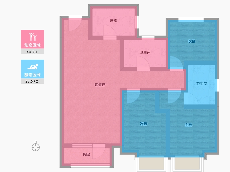 河北省-唐山市-华彩唐人街二期-67.00-户型库-动静分区