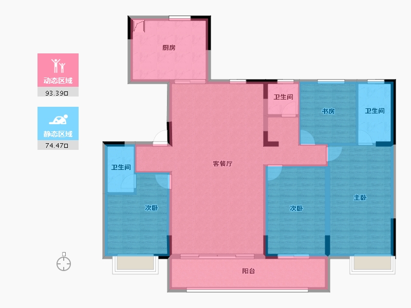 山东省-烟台市-玲珑玺悦府-152.54-户型库-动静分区