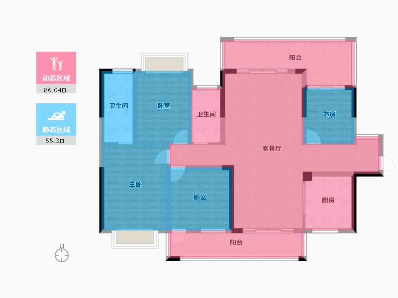 广西壮族自治区-贺州市-星都2期悦山府-126.88-户型库-动静分区