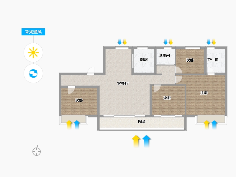 山东省-烟台市-龙口碧桂园·凤凰台-122.37-户型库-采光通风