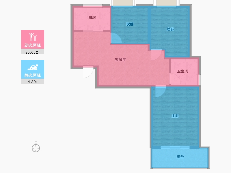 辽宁省-阜新市-润宏安滨海名都-72.00-户型库-动静分区