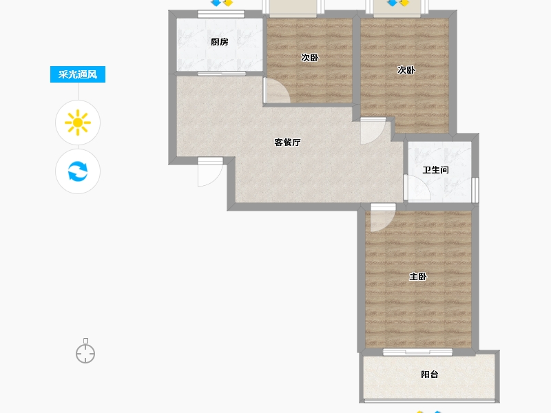 辽宁省-阜新市-润宏安滨海名都-72.00-户型库-采光通风