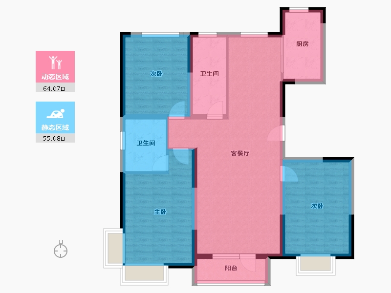 河北省-唐山市-升昌悦郡府-107.16-户型库-动静分区