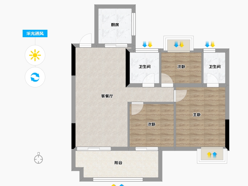 福建省-南平市-新城中心悦城-76.21-户型库-采光通风