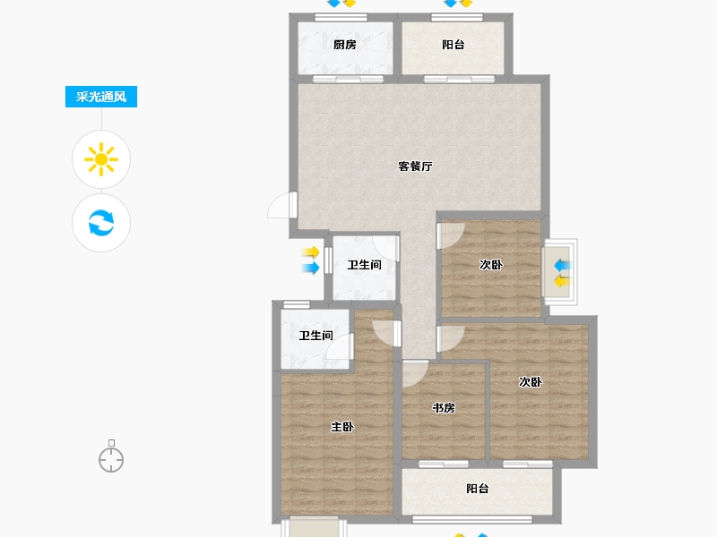 福建省-南平市-新城花园三期-106.60-户型库-采光通风