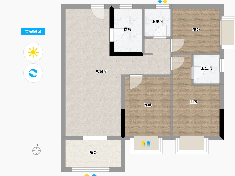 福建省-南平市-建瓯文华郡府-74.22-户型库-采光通风