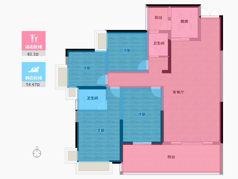 云南省-红河哈尼族彝族自治州-七彩滇南·第壹城-125.36-户型库-动静分区