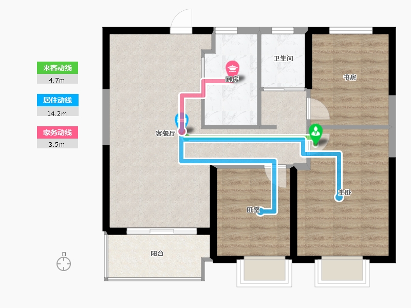 江苏省-镇江市-仙林国际花园-74.40-户型库-动静线