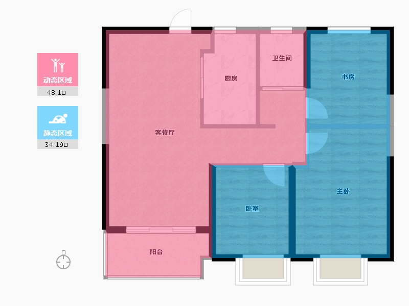 江苏省-镇江市-仙林国际花园-74.40-户型库-动静分区