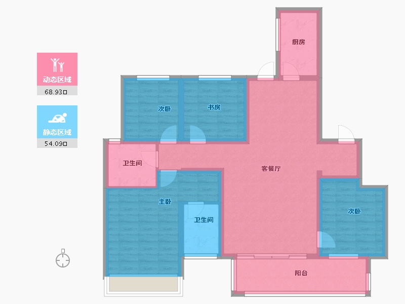 河南省-郑州市-融信江湾城-109.60-户型库-动静分区