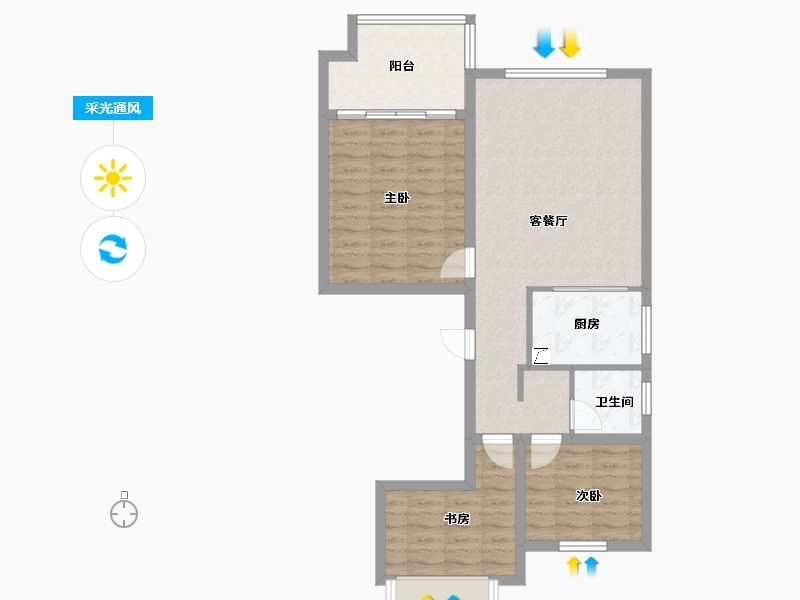 海南省-海口市-首开美墅湾-78.96-户型库-采光通风