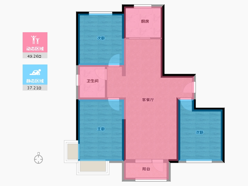 河北省-唐山市-升昌悦郡府-76.49-户型库-动静分区