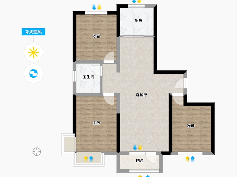 河北省-唐山市-升昌悦郡府-76.49-户型库-采光通风