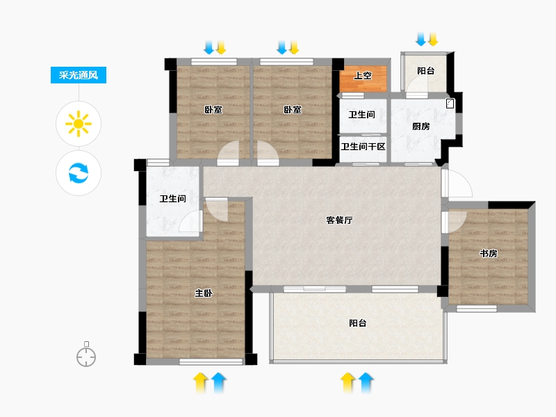 四川省-绵阳市-树高翡丽花园城-109.71-户型库-采光通风