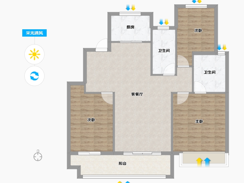 山东省-菏泽市-中丞玖璋台-101.60-户型库-采光通风