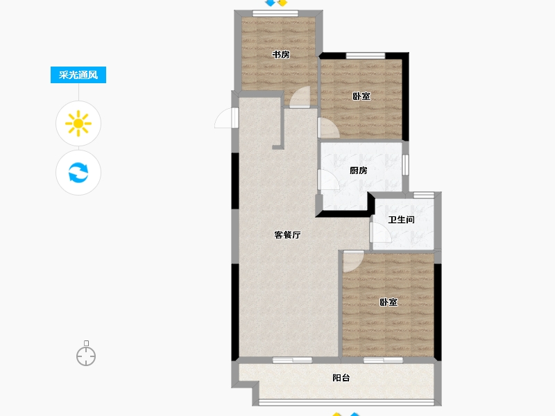 山东省-泰安市-泰山玉兰花园-88.80-户型库-采光通风