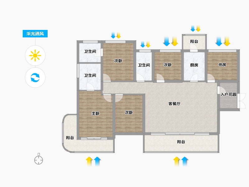 四川省-南充市-满投御江云邸-145.75-户型库-采光通风